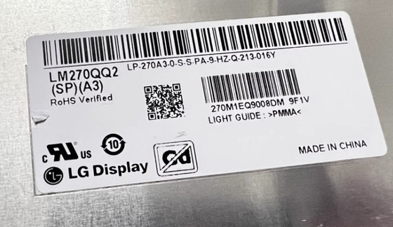 LM270QQ2-SPA3 شاشة LG 27.0 " 5120 ((RGB) × 2880 ، 540 cd / m2 (النموذجية) شاشة LCD صناعية