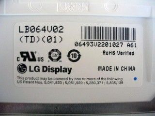 LB064V02-TD01 6.4 بوصة 640×480 250 cd/m2 زاوية مشاهدة 65/65/50/60 TFT-LCD، LCM