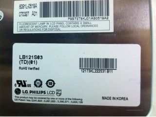 LB121S03-TD01 12.1 بوصة 800 ((RGB) × 600 400 cd/m2 تردد 60Hz TFT-LCD، LCM
