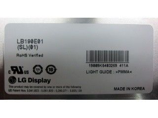 LB190E01-SL01 الحجم الرمادي 8 بت 19 بوصة LG TFT Display 85/85/85/85 (Min.) ((CR≥10)